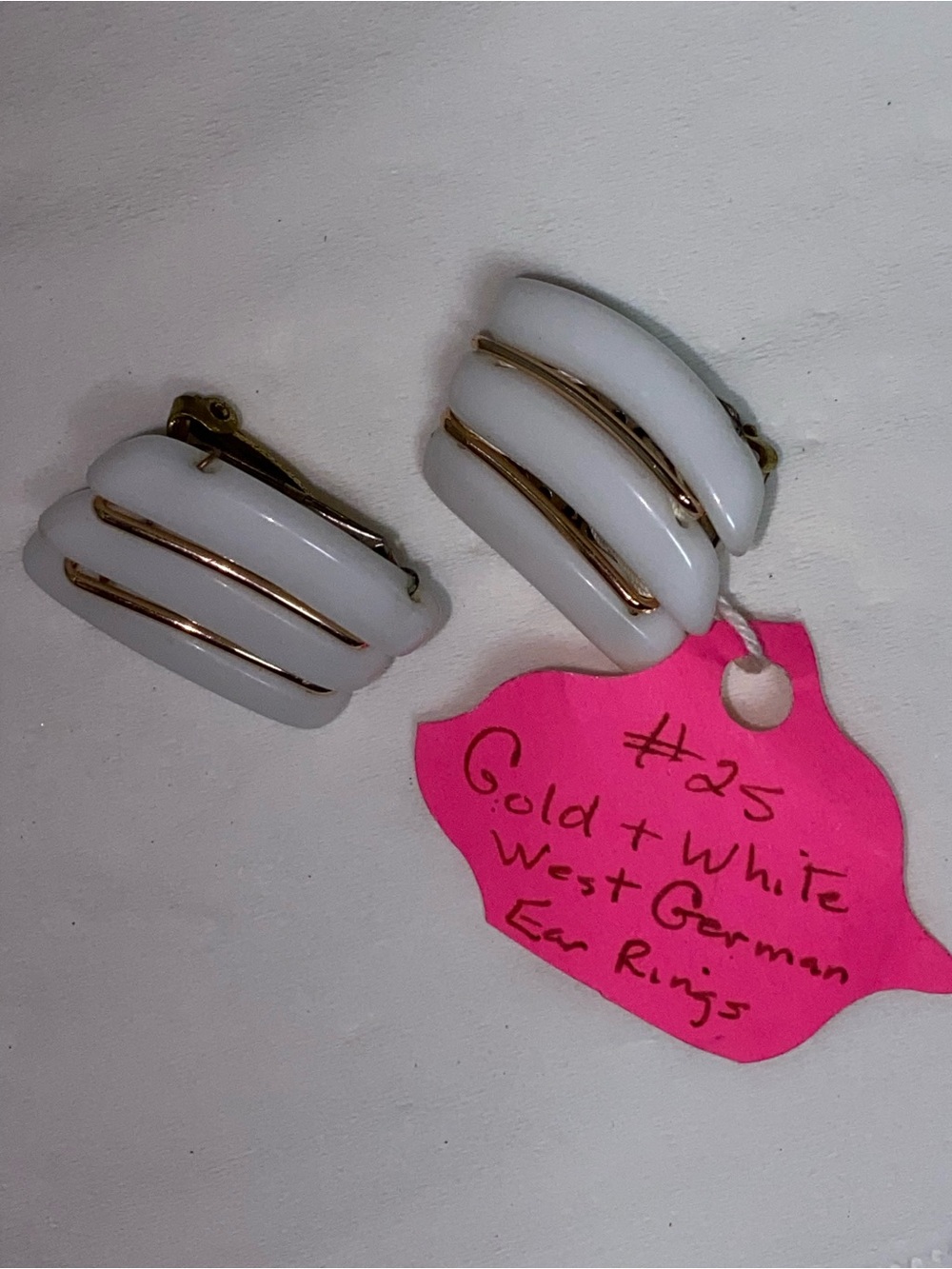 Gold and White Clip Ons West German